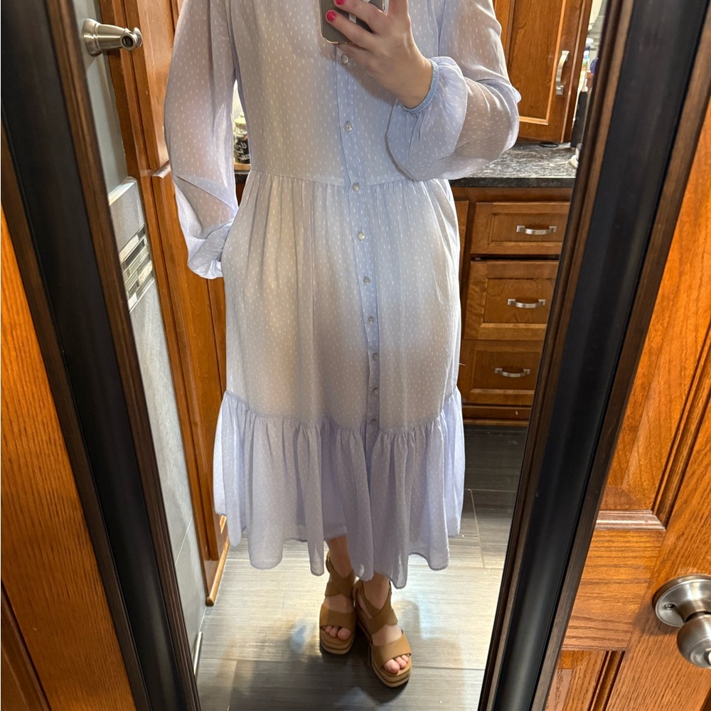 Elegant Light Blue Button-Down Dress